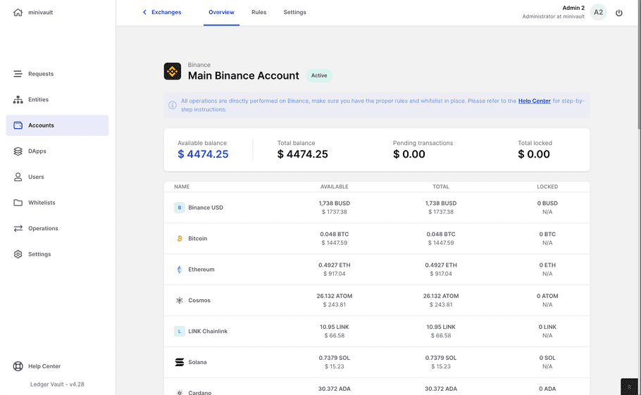 exchange balances