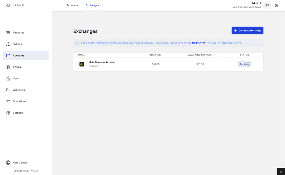 connect exchange list pending